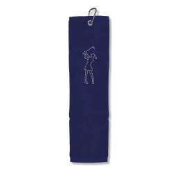 Tri Fold Towel Crystal Golfer Lady
