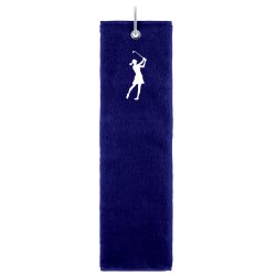 Tri Fold Towel Broderet lady golfer