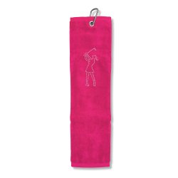 Tri Fold Towel Crystal Golfer Lady