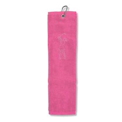 Tri Fold Towel Crystal Golfer Lady