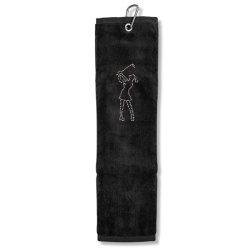 Tri Fold Towel Crystal Golfer Lady