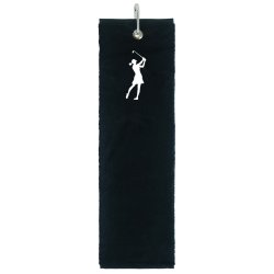 Tri Fold Towel Broderet lady golfer